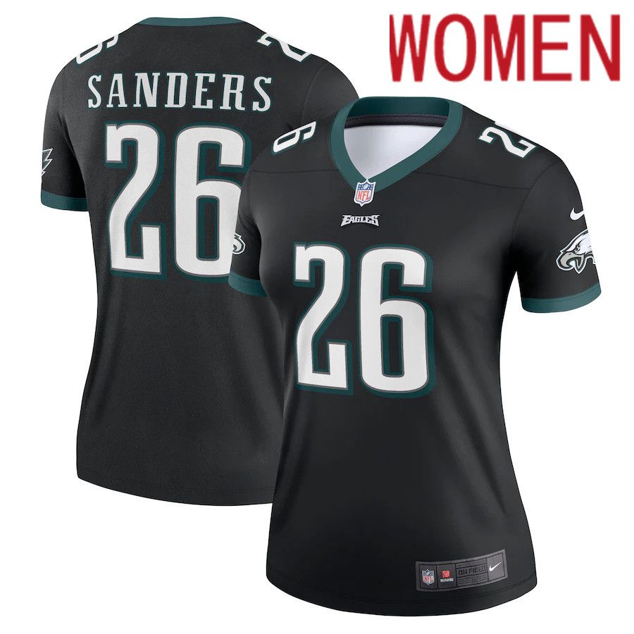 Women Philadelphia Eagles 26 Miles Sanders Nike Black Legend NFL Jersey